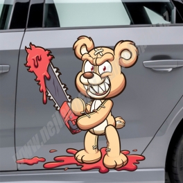 Medvídek s motorovkou polep na auto